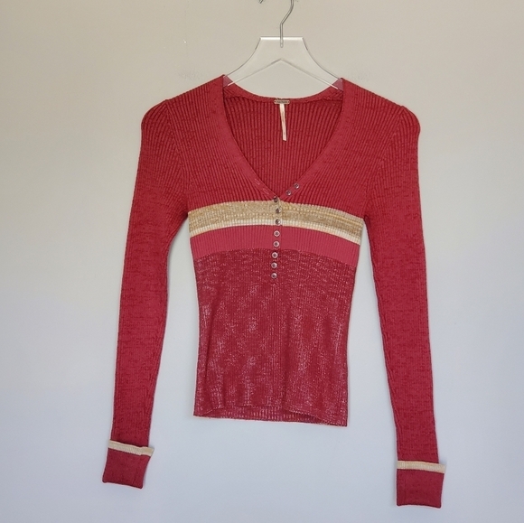 Free People Red Ribbed Top ASO Kelly Alrich on The Society Size S - Picture 10 of 10